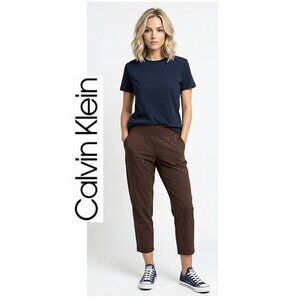 CALVIN KLEIN PERFORMANCE - Brown pull up elastic waist athletic pants